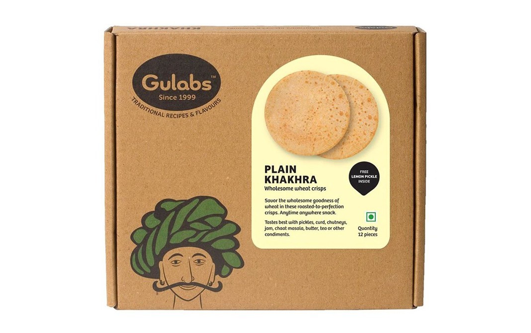 Gulabs Plain Khakhra Wholesome Wheat Crisps   Box  12 pcs